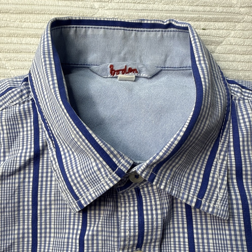 Boden Blue Checkered Cotton Long Sleeve Shirt Mens Size XL Preppy Costal